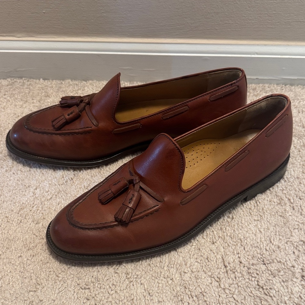 Lands' End Brown Tassel Loafers Sleek Moccasin-Style